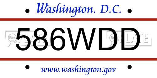 586WDD District Of Columbia License Plate