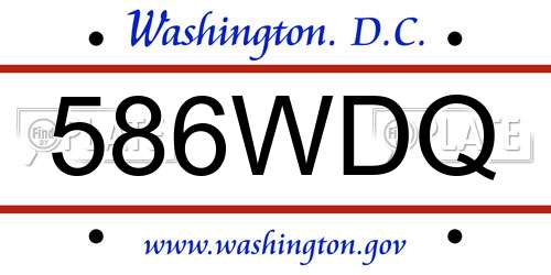 586WDQ District Of Columbia License Plate