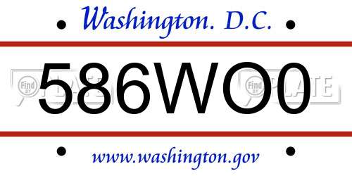 586WO0 District Of Columbia License Plate