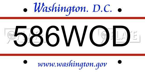 586WOD District Of Columbia License Plate