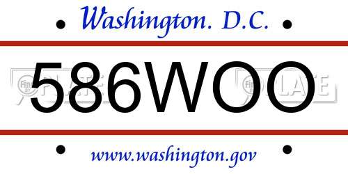 586WOO District Of Columbia License Plate