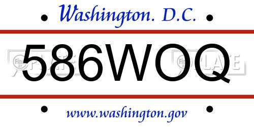 586WOQ District Of Columbia License Plate