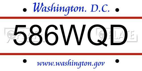 586WQD District Of Columbia License Plate