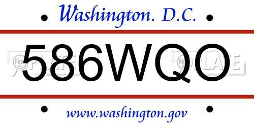 586WQO District Of Columbia License Plate