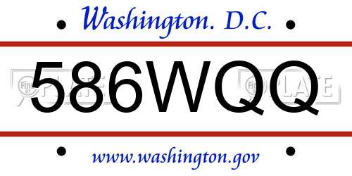 586WQQ District Of Columbia License Plate