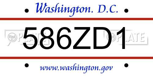 586ZD1 District Of Columbia License Plate