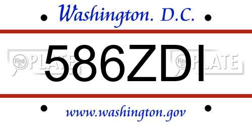 586ZDI District Of Columbia License Plate