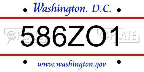 586ZO1 District Of Columbia License Plate