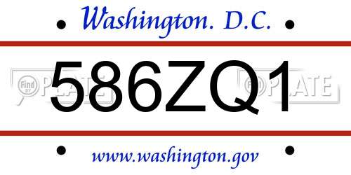 586ZQ1 District Of Columbia License Plate
