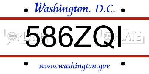 586ZQI District Of Columbia License Plate