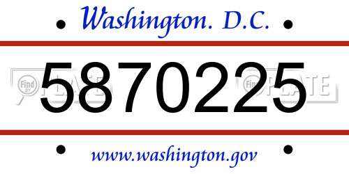 5870225 District Of Columbia License Plate