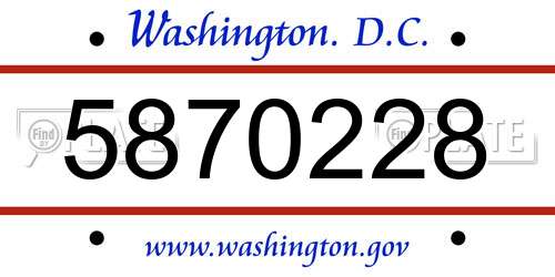 5870228 District Of Columbia License Plate