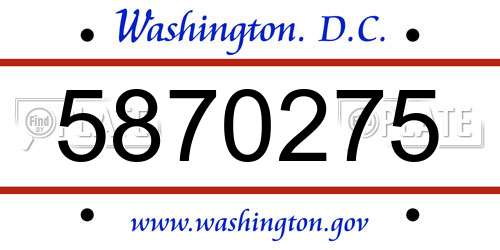 5870275 District Of Columbia License Plate