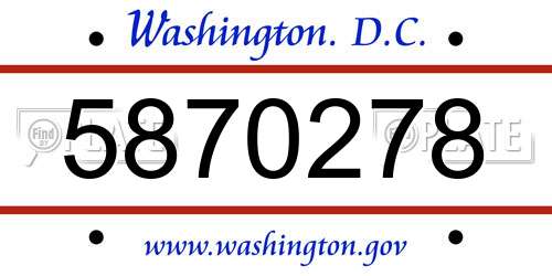 5870278 District Of Columbia License Plate
