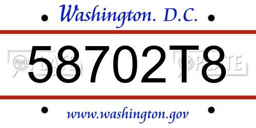 58702T8 District Of Columbia License Plate