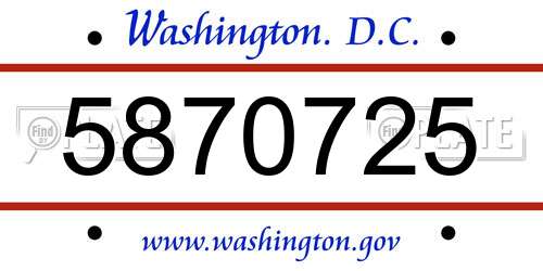 5870725 District Of Columbia License Plate