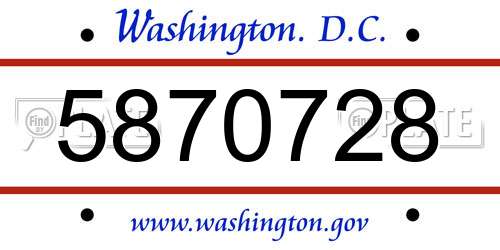5870728 District Of Columbia License Plate