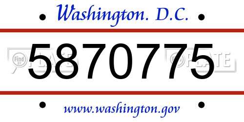 5870775 District Of Columbia License Plate