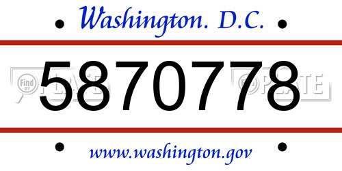 5870778 District Of Columbia License Plate