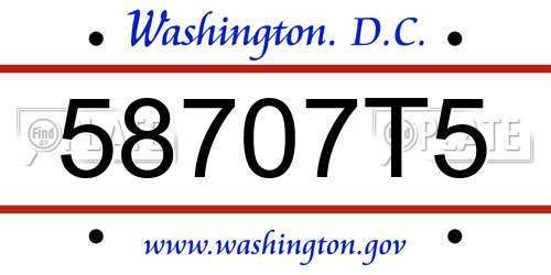 58707T5 District Of Columbia License Plate
