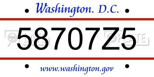 58707Z5 District Of Columbia License Plate