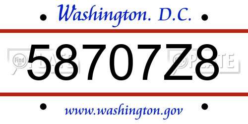 58707Z8 District Of Columbia License Plate