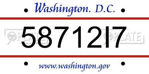 58712I7 District Of Columbia License Plate