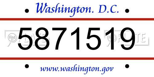 5871519 District Of Columbia License Plate