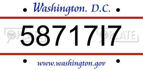 58717I7 District Of Columbia License Plate
