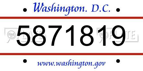 5871819 District Of Columbia License Plate