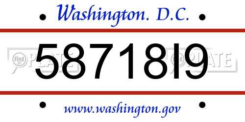 58718I9 District Of Columbia License Plate