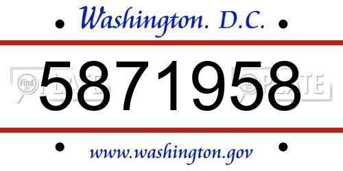 5871958 District Of Columbia License Plate