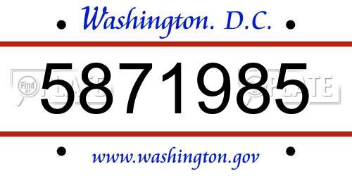 5871985 District Of Columbia License Plate