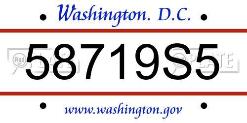 58719S5 District Of Columbia License Plate
