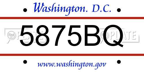 5875BQ District Of Columbia License Plate