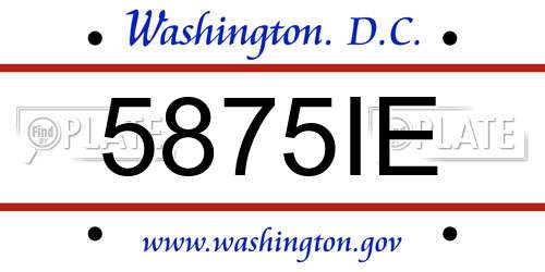 5875IE District Of Columbia License Plate