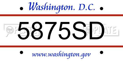 5875SD District Of Columbia License Plate