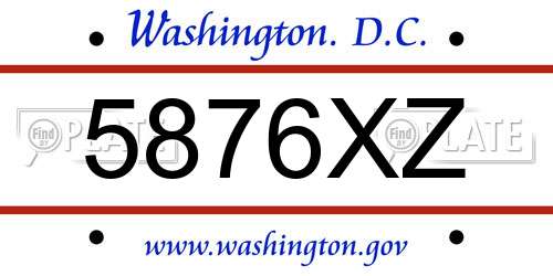 5876XZ District Of Columbia License Plate