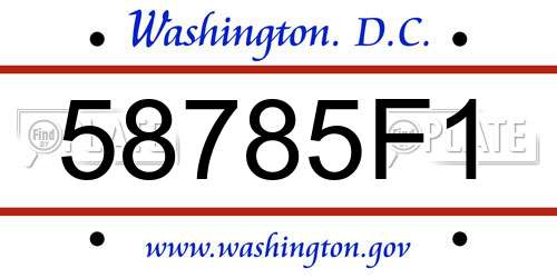 58785F1 District Of Columbia License Plate