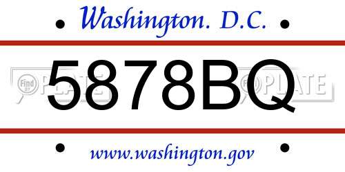 5878BQ District Of Columbia License Plate
