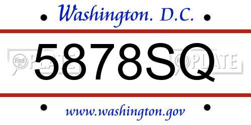 5878SQ District Of Columbia License Plate