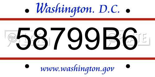 58799B6 District Of Columbia License Plate