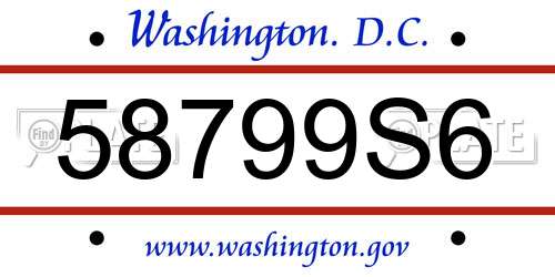 58799S6 District Of Columbia License Plate