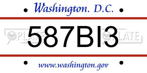 587BI3 District Of Columbia License Plate