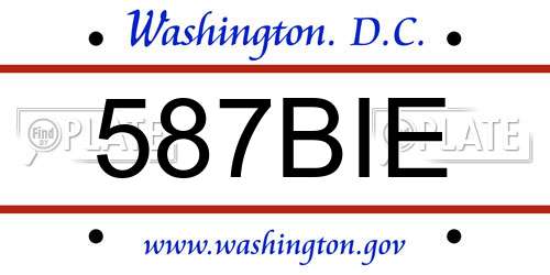 587BIE District Of Columbia License Plate