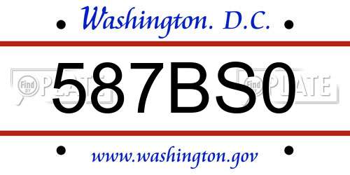 587BS0 District Of Columbia License Plate