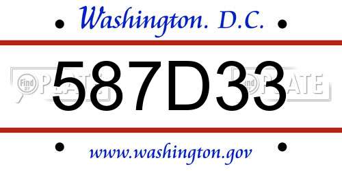 587D33 District Of Columbia License Plate