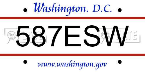 587ESW District Of Columbia License Plate