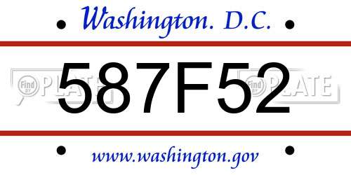 587F52 District Of Columbia License Plate