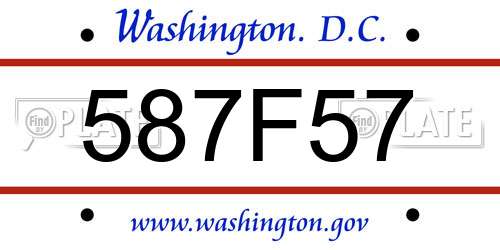 587F57 District Of Columbia License Plate